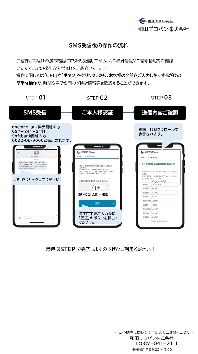 [重要なおしらせ］ガス検針票、ご請求情報のＳＭＳ送信開始いたします！